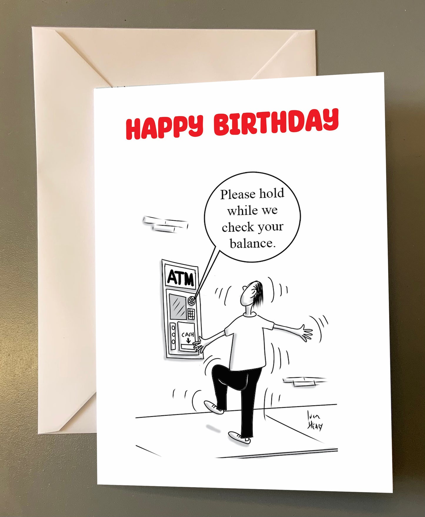 Check your balance Birthday card