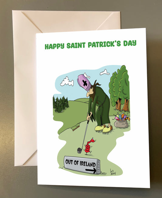Golfing Saint Patrick's Day card