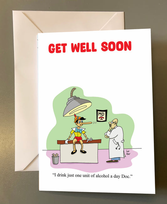 Units of Alcohol Get Well Soon card